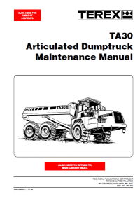 repair manual Terex TA30 Articulated Dumptruck Maintenance Manual PDF