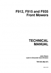 repair manual John Deere F912 F915 F935 Front Mowers Technical Manual TM1350