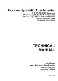 repair manual John Deere Horicon Hydraulic Attachments Technical Manual TM1593