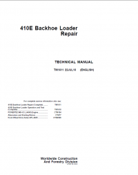 repair manual John Deere 410E Backhoe Loader Technical Manual PDF TM1611