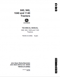 repair manual John Deere 840, 940, 1040, 1140 Tractors TM4353 Technical Manual PDF