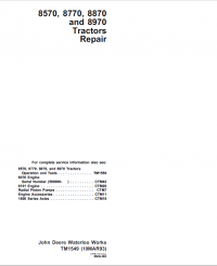 repair manual John Deere 8570, 8770, 8870, 8970 Tractors Repair TM1549 Technical Manual PDF