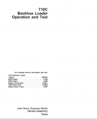 repair manual John Deere 710C Backhoe Loader Operation and Test TM1450 Technical Manual PDF