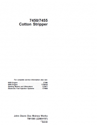 repair manual John Deere 7450/7455 Cotton Stripper TM1586 Technical Manual PDF