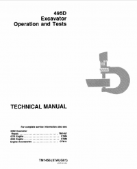 repair manual John Deere 495D Excavator Operation and Tests TM1456 Technical Manual PDF
