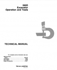 repair manual John Deere 595D Excavator Operation and Tests TM1444 Technical Manual PDF