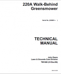 repair manual John Deere 220A Walk-Behind Greensmower TM1680 Technical Manual PDF