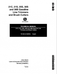 repair manual John Deere 21C, 21S, 25S, 30S, 38B Gasoline Line Trimmers, Brush Cutters TM1494 Technical Manual PDF