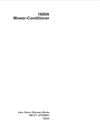 repair manual John Deere 1600A Mower-Conditioner TM1571 Technical Manual PDF