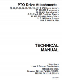 repair manual John Deere PTO Drive Attachments TM1594 Technical Manual PDF