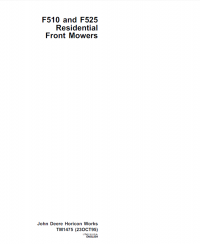 repair manual John Deere F510 and F525 Residential Front Mowers TM1475 Technical Manual PDF