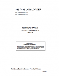 repair manual John Deere 335 / 435 Log Loader TM1875 Technical Manual PDF