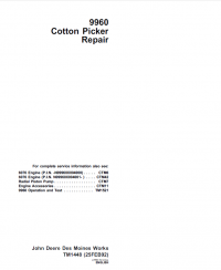 repair manual John Deere 9960 Cotton Picker Repair TM1448 Technical Manual PDF