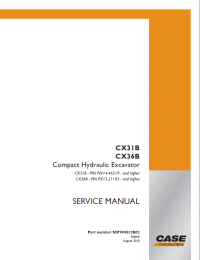 repair manual Case CX31B, CX36B (Tier 4) Compact Hydraulic Crawler Excavators Service + Operators Manual PDF