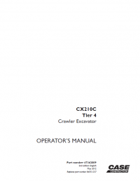 repair manual Case CX210C Tier 4 Crawler Excavator Operators Manual PDF