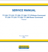 repair manual New Holland T7.220-T7.270 Auto and Power Command Tractors Service Manual PDF