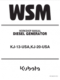 repair manual Kubota KJ-13-USA, KJ-20-USA Diesel Generators Workshop Manual PDF 9Y111-01241