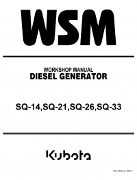 repair manual Kubota SQ-14, SQ-21, SQ-26, SQ-33 Diesel Generator Workshop Manual PDF 9Y111-01260