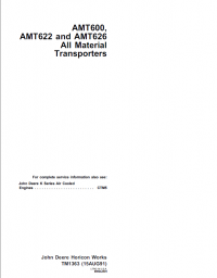 repair manual John Deere AMT600, AMT622, AMT626 All Material Transporters TM1363 Technical Manual PDF