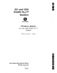 repair manual John Deere 251 and 1550 Powr-Till Seeders TM1201 Technical Manual PDF