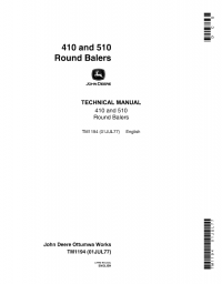 repair manual John Deere 410, 510 Round Balers TM1194 Technical Manual PDF