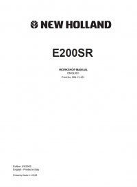 repair manual New Holland E200SR Excavator Workshop Manual PDF