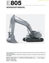 repair manual New Holland E805 Crawler Excavator Workshop Manual PDF