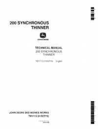 repair manual John Deere 200 Synchronous Thinner TM1113 Technical Manual PDF