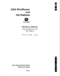 repair manual John Deere 2360 WindRower and 160 Platform TM1300 Technical Manual PDF