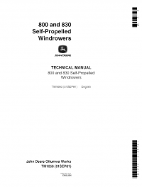 repair manual John Deere 800 830 Self-Propelled Windrowers Technical Manual TM1050 PDF