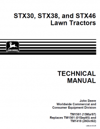 repair manual John Deere STX30, STX38, STX46 Lawn Tractors TM1561 Technical Manual PDF
