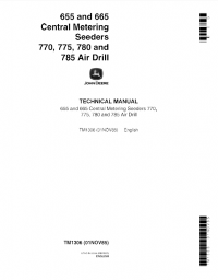 repair manual John Deere 655, 665 Central Metering Seeder 770, 775, 780, 785 Air Drill TM1306 Technical Manual PDF