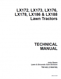 repair manual John Deere LX172, LX173, LX176, LX178, LX186, LX188 Lawn Tractors TM1492 Technical Manual PDF