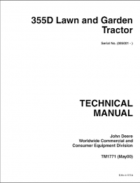 repair manual John Deere 355D Lawn Garden Tractor TM1771 Technical Manual PDF