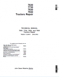 repair manual John Deere Tractors 7630, 7730, 7830, 7930 Repair TM2266 Technical Manual PDF