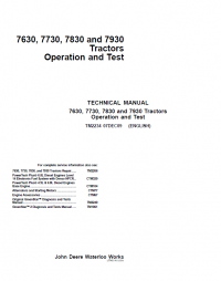 repair manual John Deere Tractors 7630, 7730, 7830, 7930 Operation and Test TM2234 Technical Manual PDF