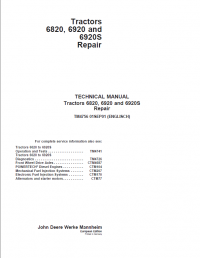 repair manual John Deere Tractors 6820, 6920, 6920S Repair TM4756 Technical Manual PDF