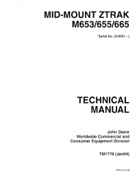repair manual John Deere Mid-Mount ZTrak M653, M655, M665 TM1778 Technical Manual PDF