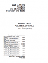 repair manual John Deere 6020 to 6920S Tractors & SE Tractors Operation & Tests TM4741 Technical Manual PDF