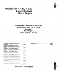 repair manual John Deere PowerTech 4.5L, 6.8L Diesel Engines - Base Engine CTM104 PDF