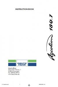 repair manual Deutz Agrotron 180.7 Instruction Book PDF
