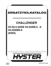 spare parts catalog Hyster Challenger (K005) H3.50-5.50XM H4.00XM-5, -6 H4.00XMS-6 Forklift PDF Parts Manual GR only