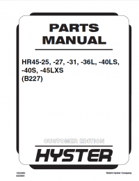 spare parts catalog Hyster (B227) HR45-25 HR45-27 HR45-31 HR45-36L HR45-40LS HR45-40S HR45-45XS Parts Manual PDF