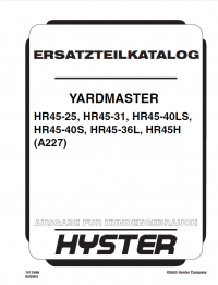 spare parts catalog Hyster Yardmaster (A227) HR45-25 HR45-31 HR45-40LS HR45-40S HR45-36L HR45H Parts Manual GR only