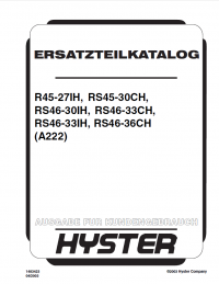 spare parts catalog Hyster (A222) R45-27IH RS45-30CH RS46-30IH RS46-33CH RS46-33IH RS46-36CH PDF Parts Manual GR only