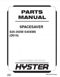 spare parts catalog Hyster Spacesaver S25XM S35XM S40XMS (D010) Parts Manual PDF
