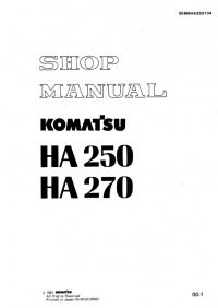 repair manual Komatsu HA250 & HA270 Dump Truck Shop Manual PDF