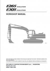 repair manual Fiat Kobelco E265, E305 Evolution Crawler Excavator Workshop Manual PDF