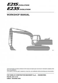 repair manual Fiat Kobelco E215, E235 Evolution Crawler Excavator Workshop Manual PDF