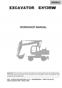 repair manual Fiat Hitachi Excavators EX135W PDF Workshop Manual